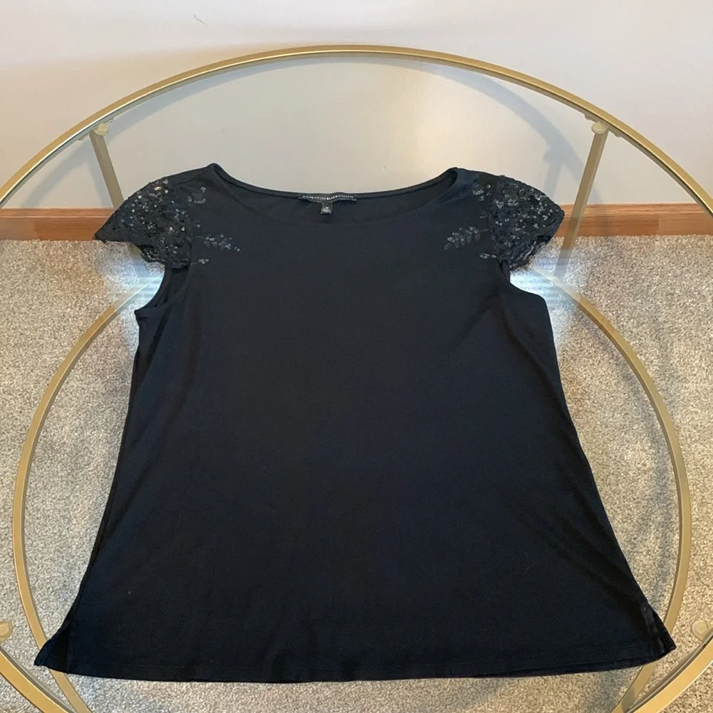 White House Black Market top with sequined cap sleeves - Picture 13 of 16